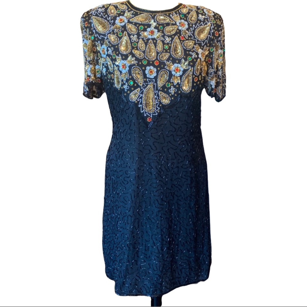 Vintage 1980s Beaded Mini Dress
